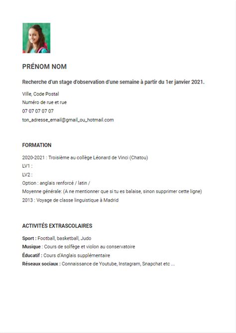 cv pour ado|Manière de rédiger un CV pour ados avec exemples 